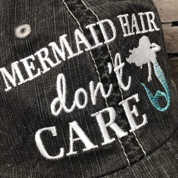 "Mermaid Hair Don’t Care" Embroidered Cap - Picture 2 of 8
